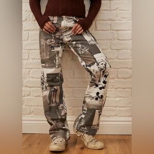 Urban Outfitters BDG Renaissance Print Cowboy Jeans High Waist Straight Size 30